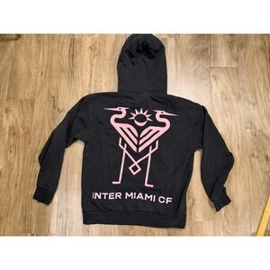 Inter Miami CF Mens Black Pink Heron Logo Pullover Hoodie Size M MLS Soccer